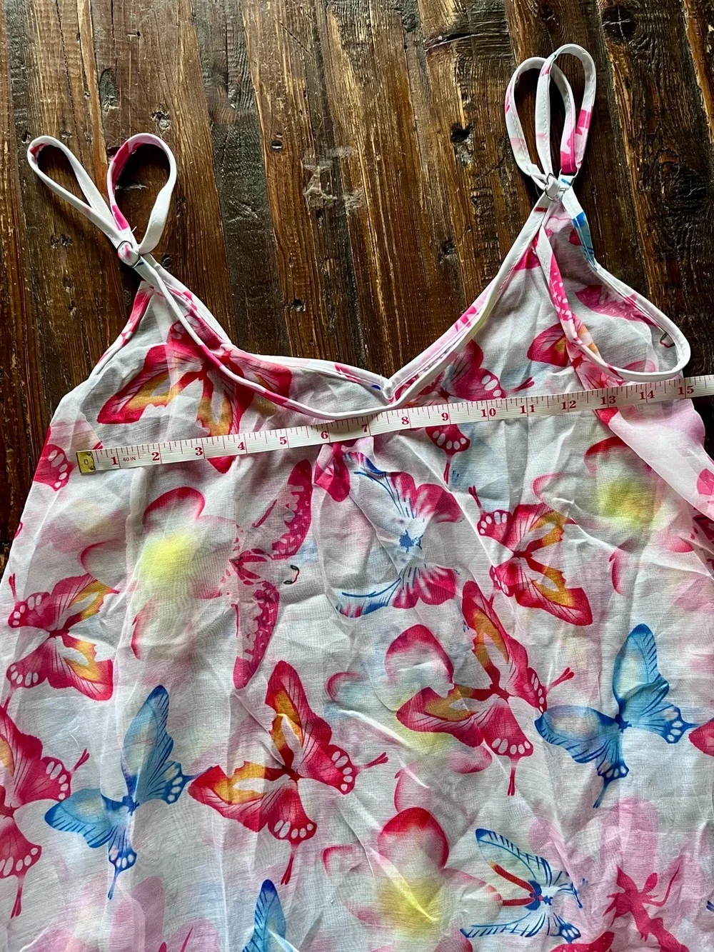 Two-piece aqua bathing suit, with Sheer Butterfly Print Camisole Top Sz M NWOT - Picture 7 of 16